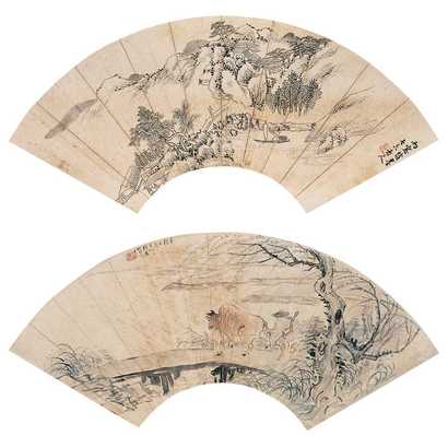 王素等 人物（二件） 扇面